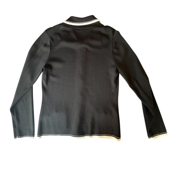 Vertigo Paris women's black cardigan with white trim and bows size L - Picture 2 of 7